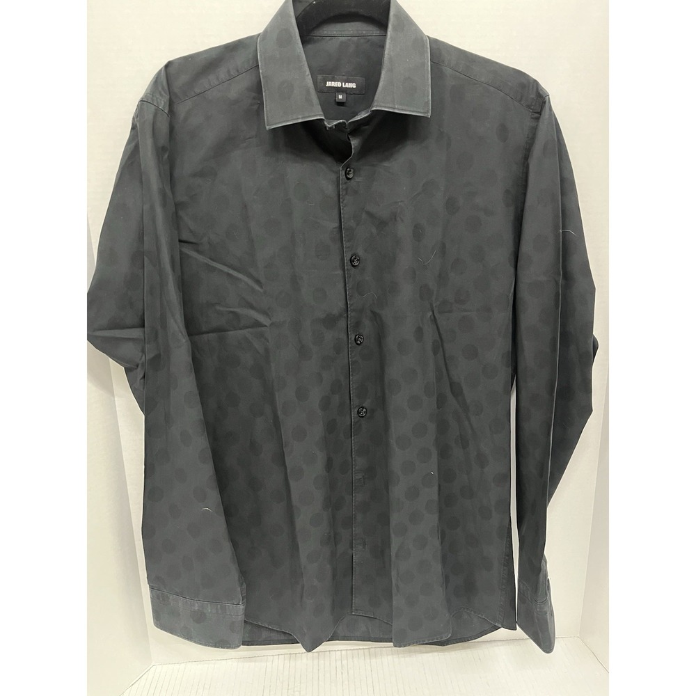 Jared Lang Men's Medium Dress Shirt – Black Tone-on-Tone‎ Polka Dot